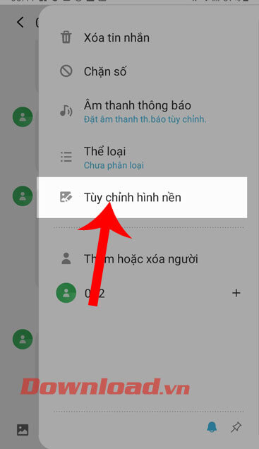 Nhấn vào mục Tuy chỉnh hình nền