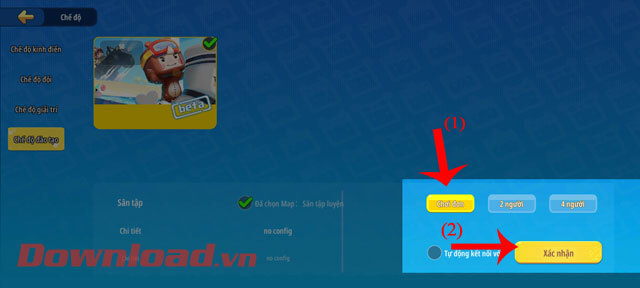 Chọn số lượng người chơi và ấn nút Xác nhận