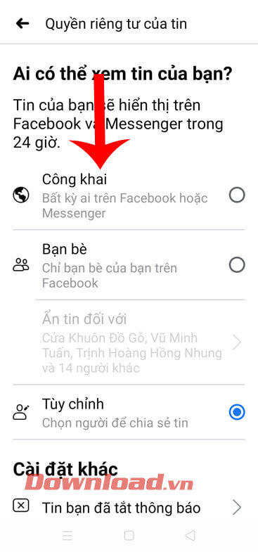 Chọn quyền riêng tư