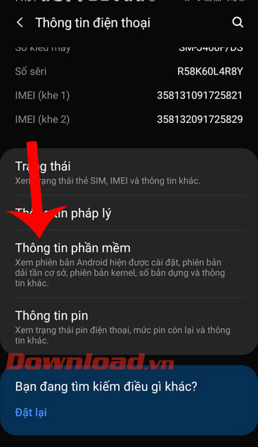 <p><strong>Bước 4:</strong> Tiếp theo, chạm vào mục <strong>Thông tin phần mềm</strong>.</p>