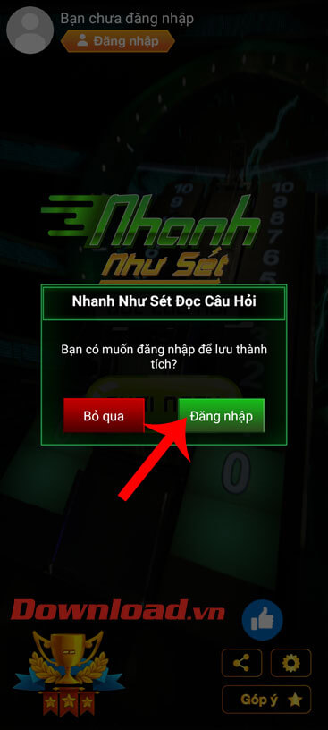 Ấn nút Đăng nhập