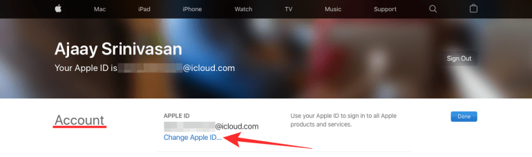 Thay đổi Apple ID