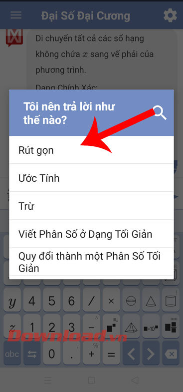 Chọn thể loại phép tính