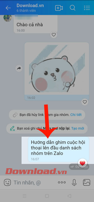 Chạm và giữ tin nhắn