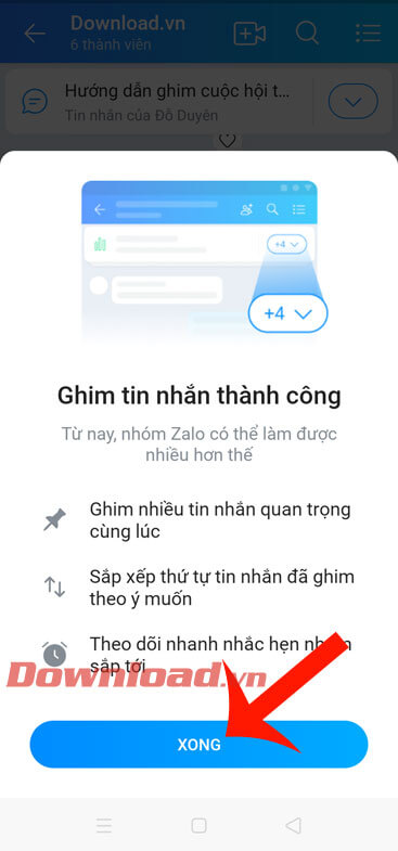 Nhấn vào nút Xong