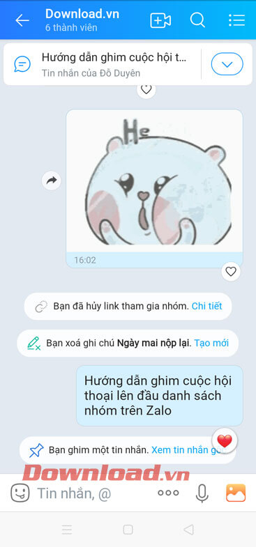 Đã ghim tin nhắn thành công