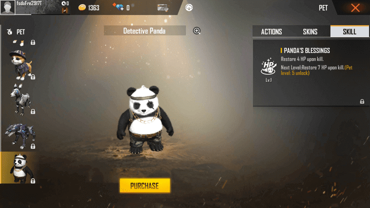 Thú cưng Free Fire Detective Panda