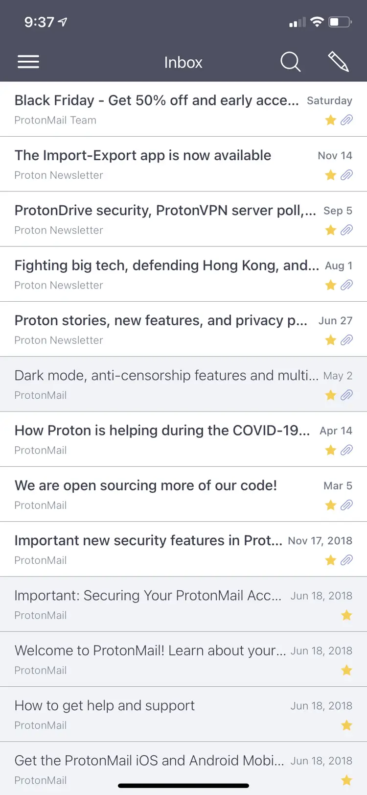 Ứng dụng ProtonMail cho iOS