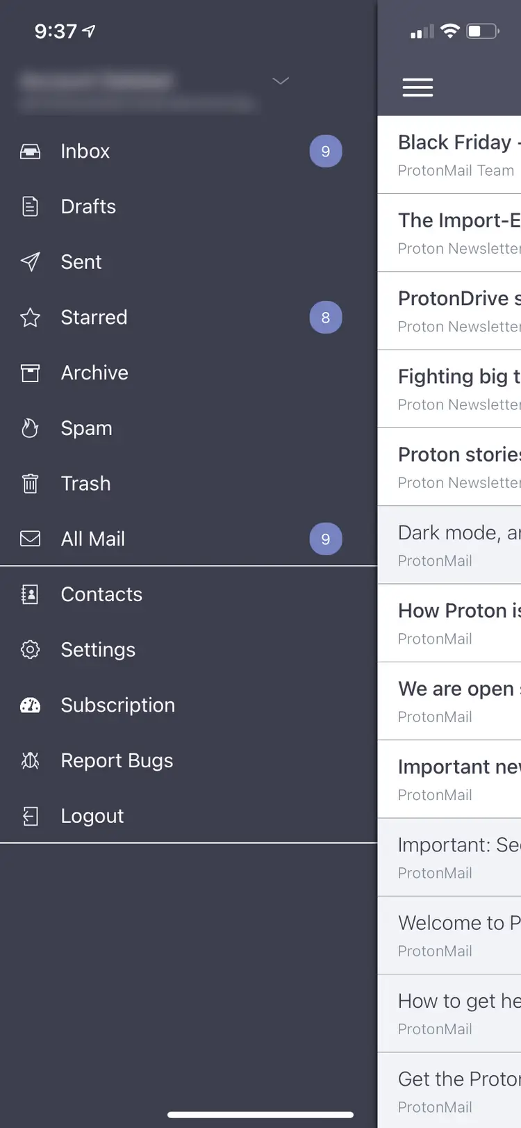 App ProtonMail cho iPhone