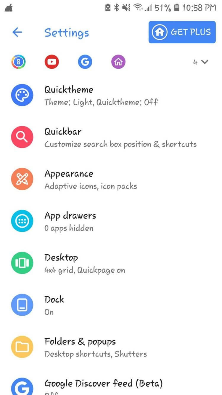 Giao diện Action Launcher