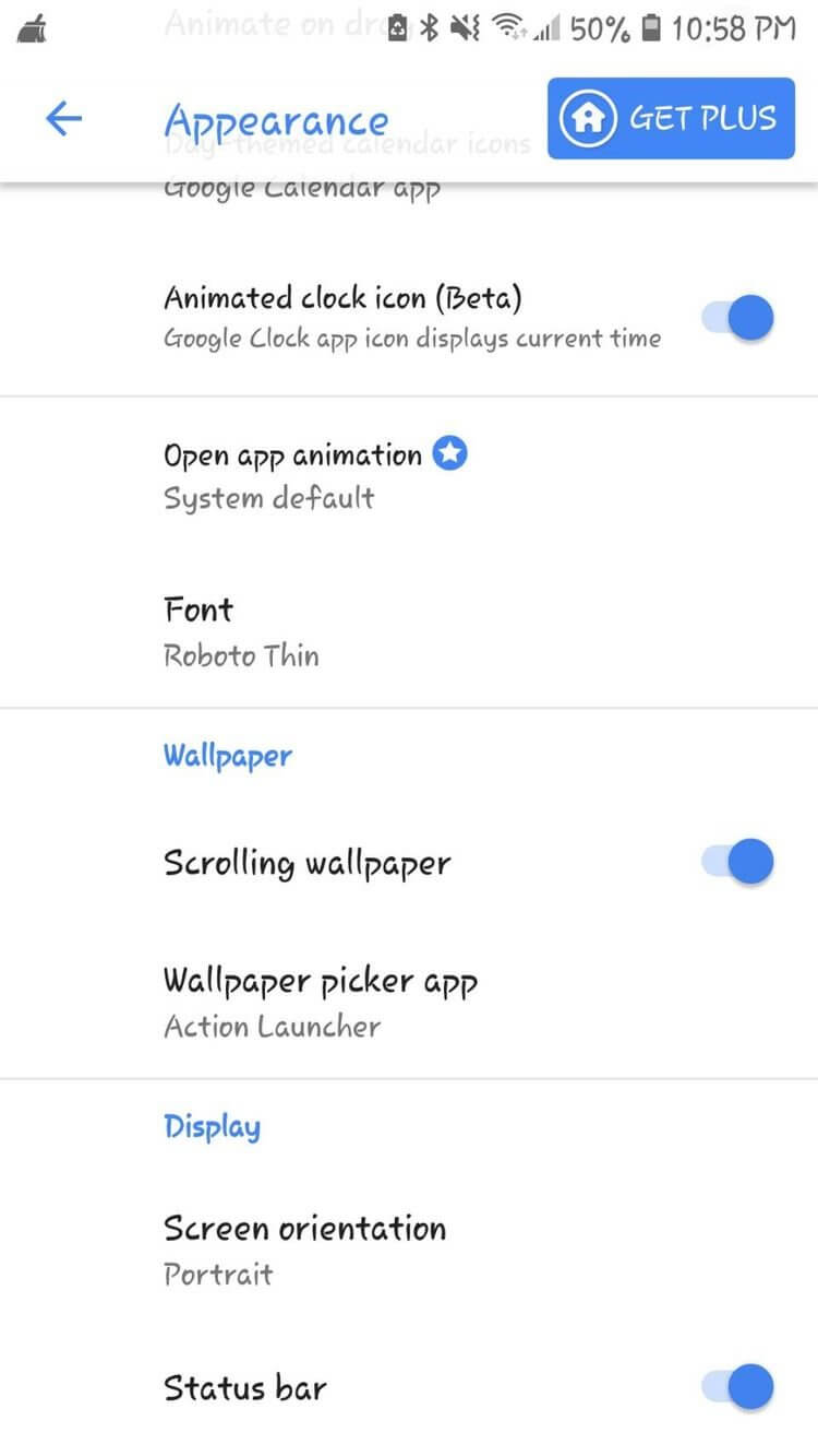 Font trên Action Launcher