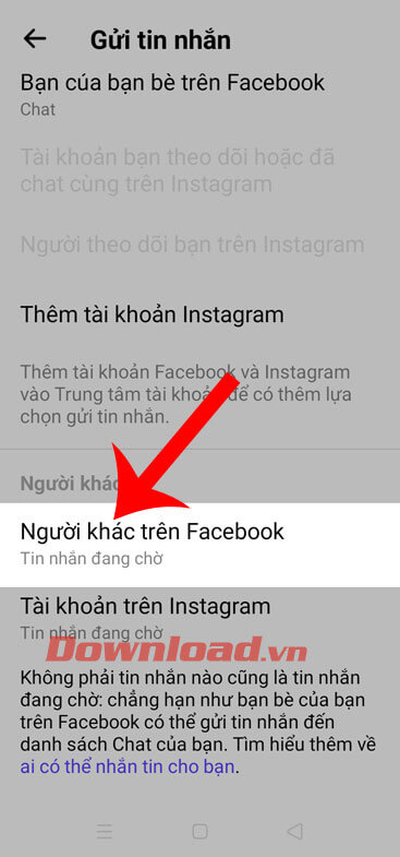 Chạm vào mục Người khác trên Facebook