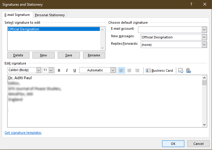 Lưu chữ ký điện tử vào Microsoft Outlook