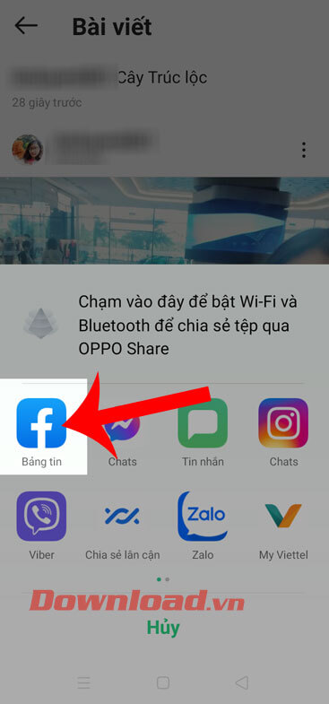 Nhấn vào Facebook