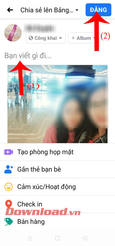 Viết caption và ấn nút Đăng