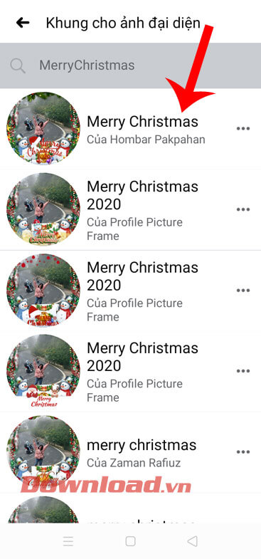 Tìm kiếm và chọn khung hình Giáng sinh