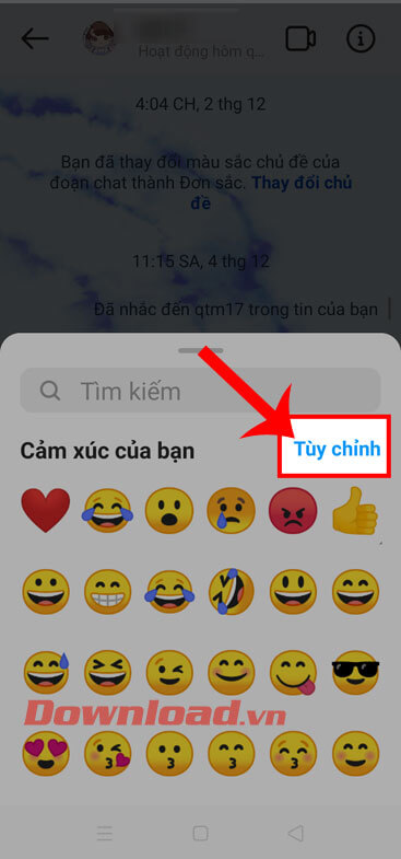 Ấn vào mục Tùy chỉnh