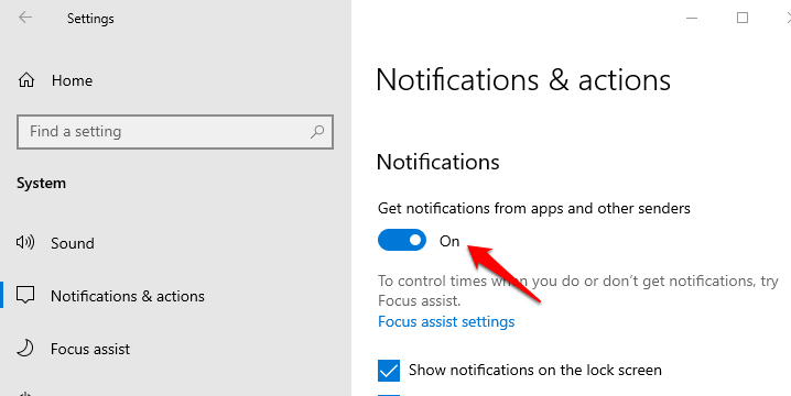 Bật thông báo trên Windows 10