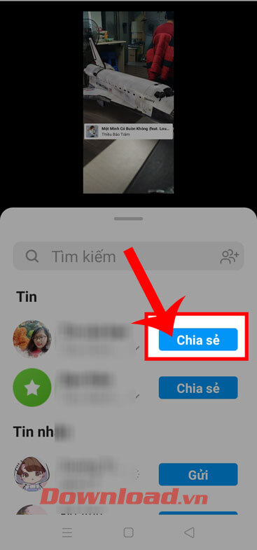 Nhấn nút Chia sẻ