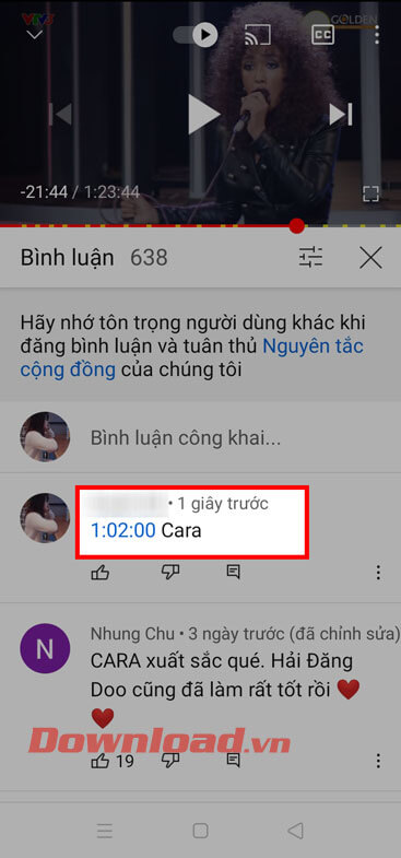 Bình luận có kèm mốc thời gian 