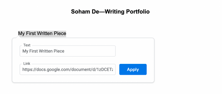 Một mẫu portfolio trên Google Docs