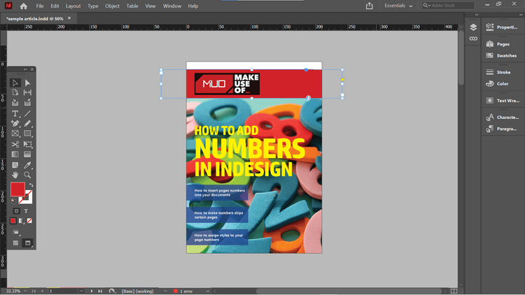 Cách thêm số trang trong Adobe InDesign