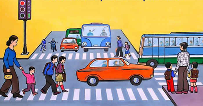 20 Bức tranh vẽ đề tài an toàn giao thông của họa sĩ học sinh đẹp nhất