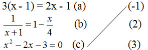 dfrac{1}{{x + 1}} = 1 - dfrac{x}{4};;;;;