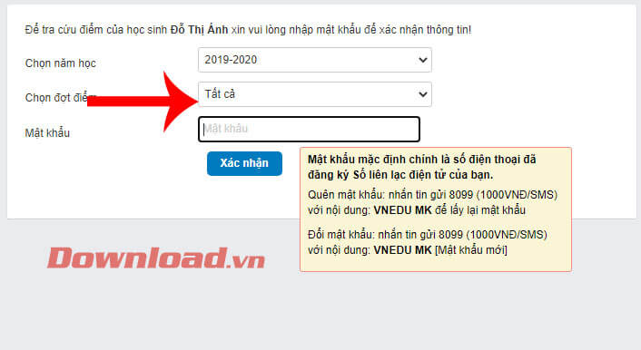 <p><strong>Bước 6: Nhập mật khẩu</strong> đăng nhập tài khoản VnEdu, rồi nhấn nút <strong>Xác nhận</strong>.</p> <p>Nếu