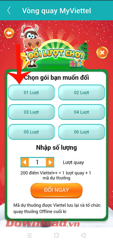 Chọn gói đổi thưởng