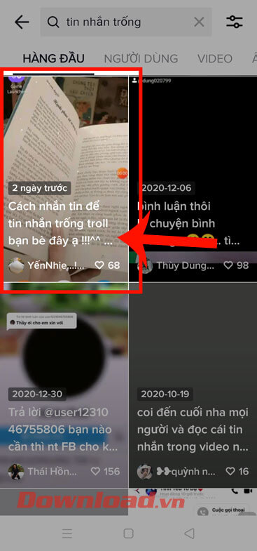 Ấn vào video Tik Tok hướng dẫn