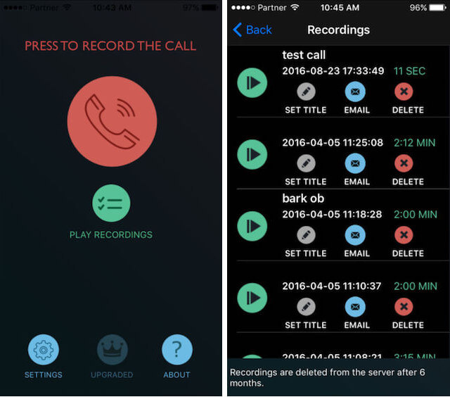 Phần mềm ghi âm cuộc gọi iPhone CallRec Lite