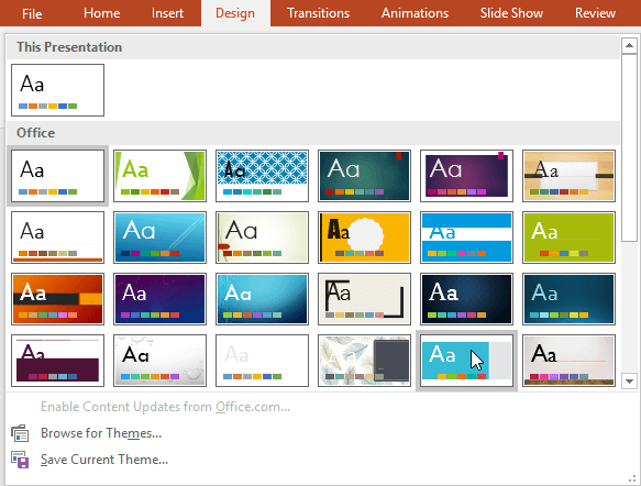 Cách dùng themes trong PowerPoint