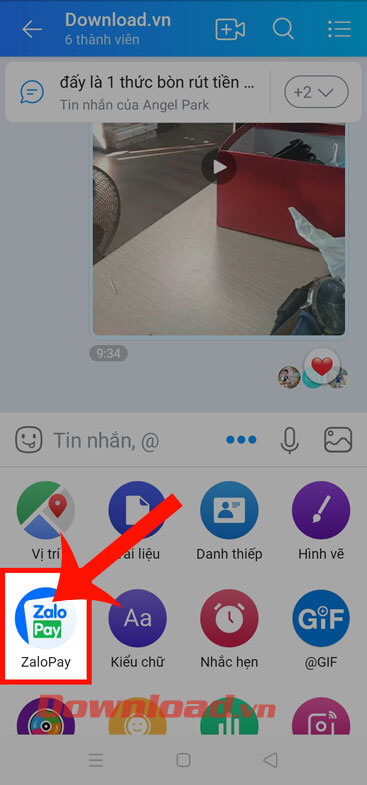 Ấn vào ứng dụng Zalo Pay