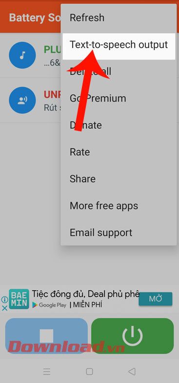 Nhấn vào mục Text-to-speech ouput
