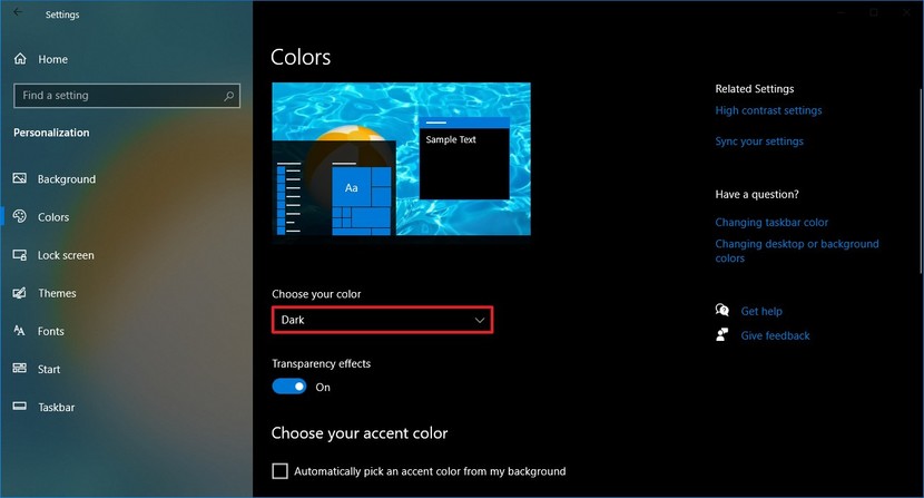 Kích hoạt chế độ nền tối & sáng cho Windows 10
