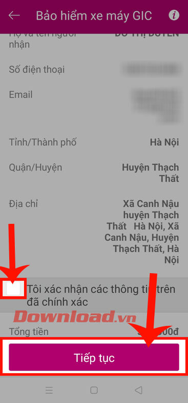 Xác nhận lại thông tin 