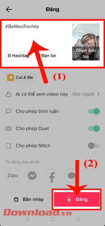 Hướng dẫn quay video TikTok với hiệu ứng Bé Mèo trên vai - Học Điện Tử