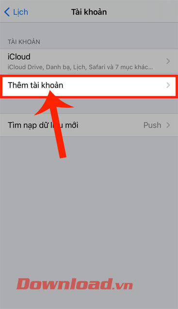 <p><strong>Bước 4:</strong> Tiếp theo, nhấn vào mục <strong>Thêm tài khoản</strong>.</p>