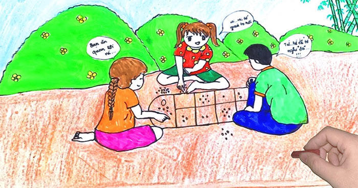 Cách vẽ tranh trò chơi dân gian Chơi U  Vẽ tranh trò chơi dân gian  How  to draw folk games  Folk Ý tưởng vẽ