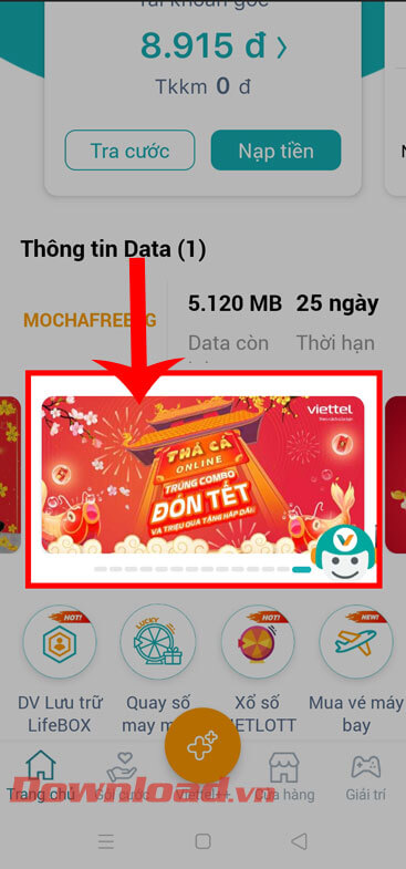 Chơi game Thả Cá online trên My Viettel nhận gói data, gọi thoại, SMS miễn phí