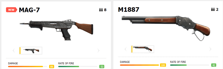 So sánh chỉ số súng MAG-7 và M1887 trong Free Fire