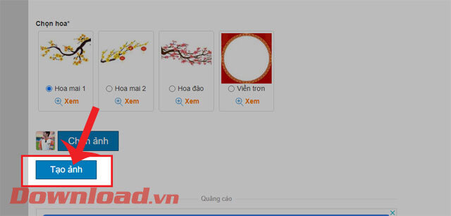 Nhấn vào nút Tạo ảnh