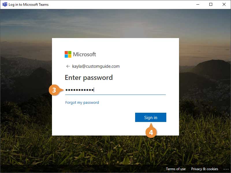 Click Sign in để đăng nhập MS Teams
