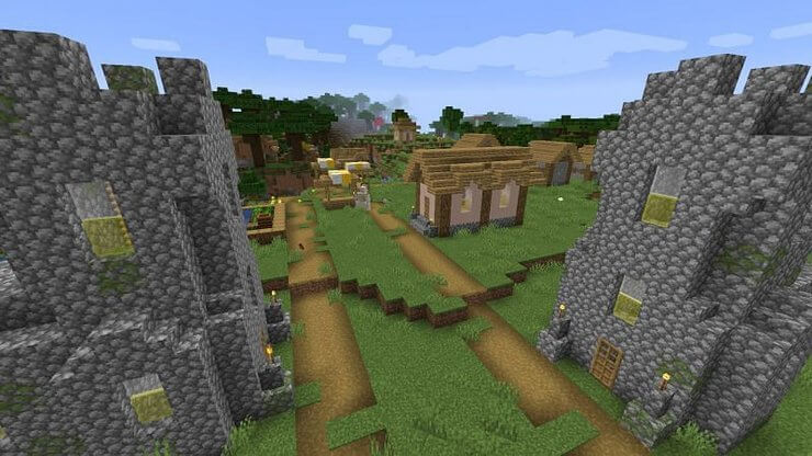 Find the red stones in minecraft village