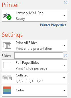 Cài đặt in silde PowerPoint