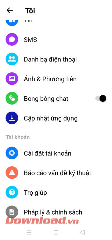 Đã bật bong bóng chat