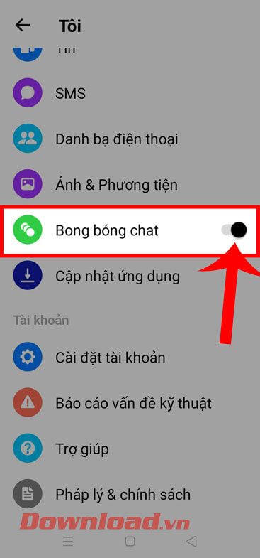 Gạt công tắc sang phía bên trái