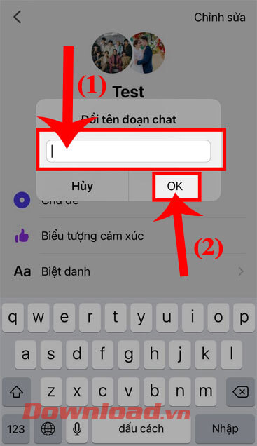 Đặt tên mới cho nhóm chat