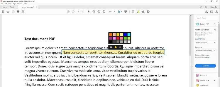 Đổi color highlight text vô PDF